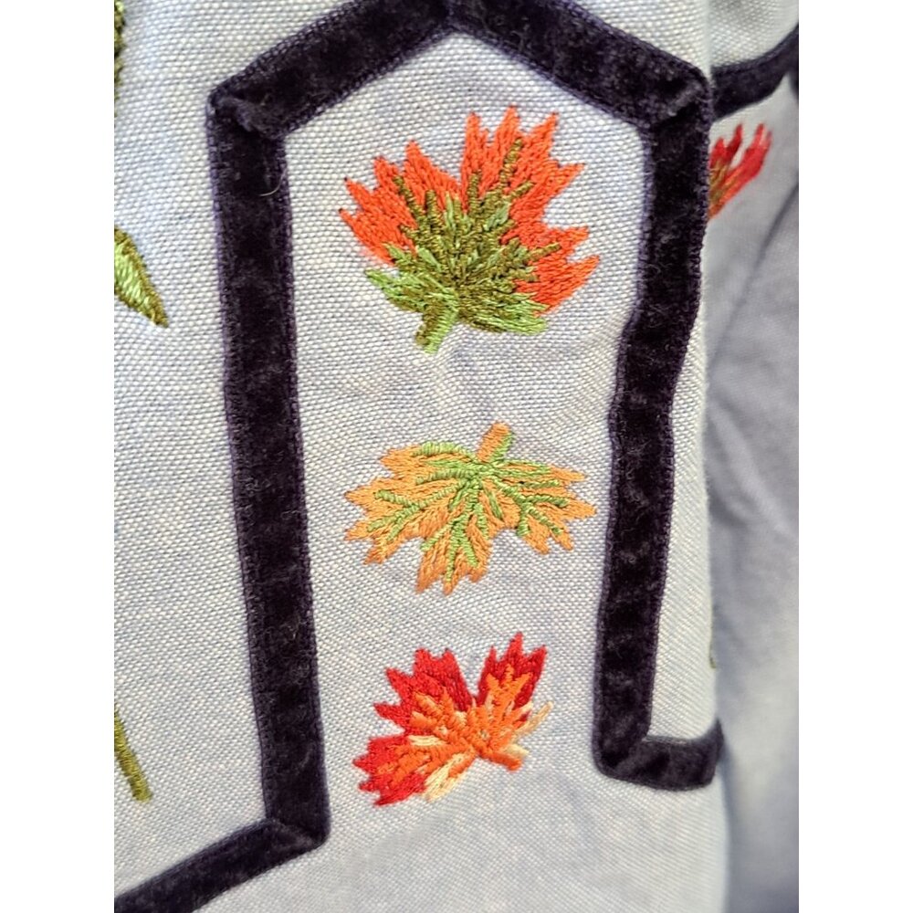 VTG Fall Cornstalk Fall Harvest 3D Blue Chambray Long Sleeve Shirt Women's 16 - Picture 3 of 12